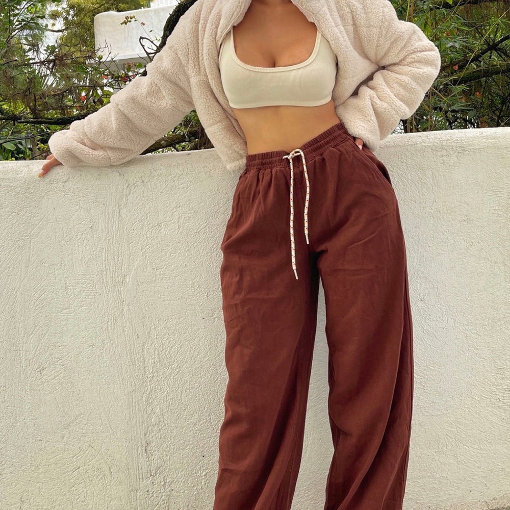 Drawstring wide pants